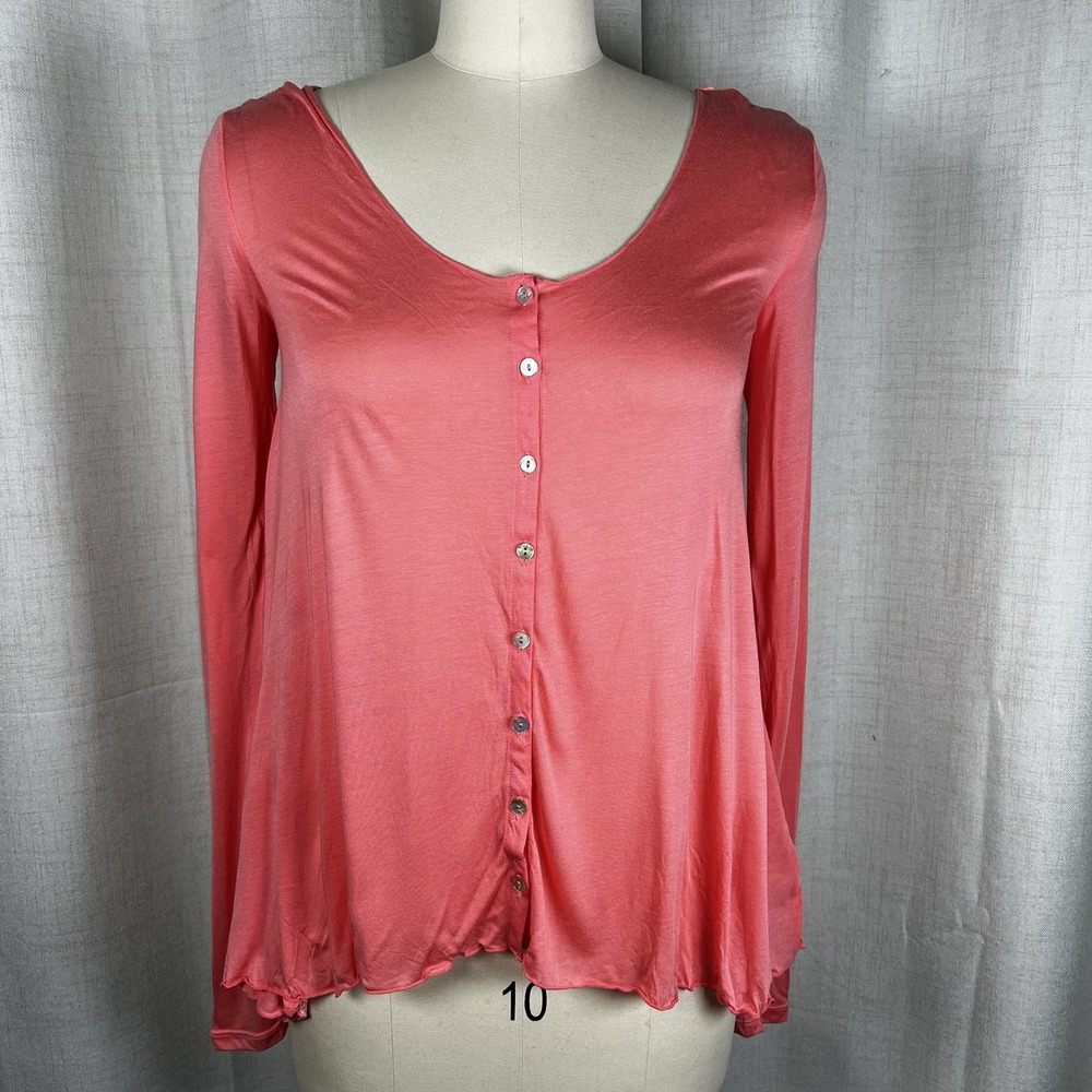 NEW! Free People Easy Breezy Jersey Lace Back Tee Hot Peach‎ Pink Womens XS $68